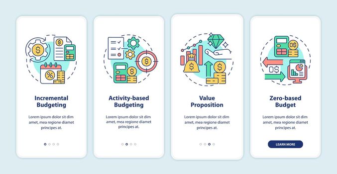 Budgeting types onboarding mobile app screen