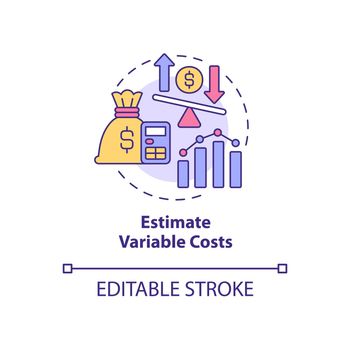 Estimate variable costs concept icon