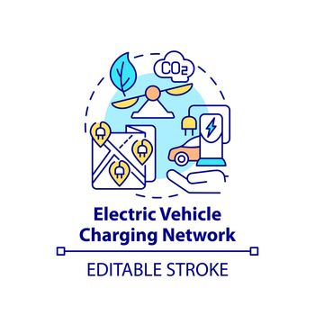 Electric vehicle charging network concept icon