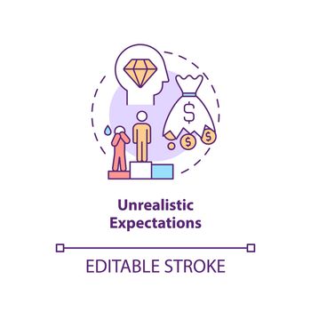 Unrealistic expectation concept icon