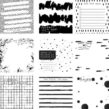 Ink background vector abstract brush patterns set