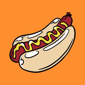 Hot dog sticker vector