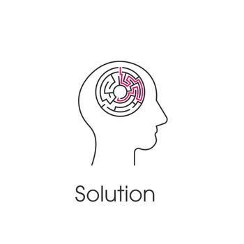 Logic games concept, creative thinking, head maze line icon, mind labyrinth, mental work, strategic thinking, psychology vector logo.