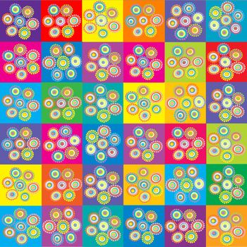 Squares pattern with colored made of dots