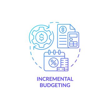 Incremental budgeting blue gradient concept icon