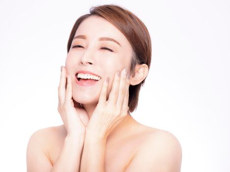 Happy Beauty asian women portrait face with skin care healthy