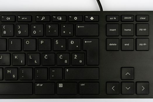 Computer Keyboard And Symbol.Information Medium For Communication.Laptop Keyboard For Typing New Ideas And Planning Development.Technological Equipment Accessing Internet