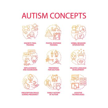 Autism spectrum disorder concept icons set