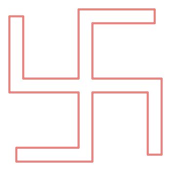 Neon swastika fylfot red color vector illustration image flat style