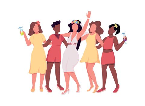 Women on hen party semi flat color vector characters