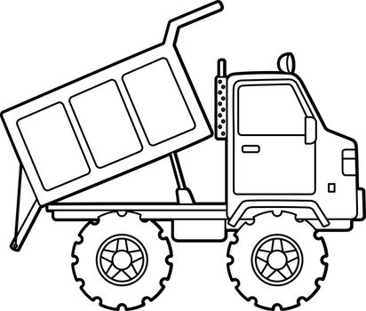 Dump Truck Coloring Page Isolated for Kids