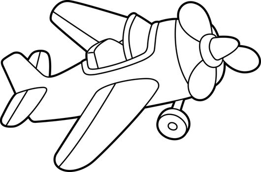 Propeller Plane Coloring Page Isolated for Kids