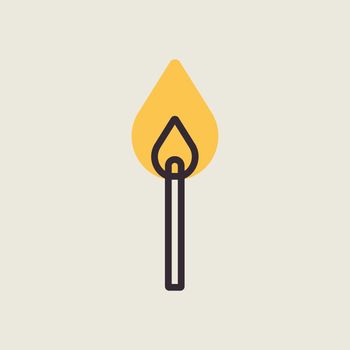 Burning match vector icon. Barbecue and bbq grill