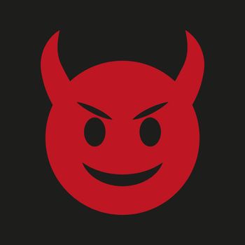 Devil icon isolated black background. Hell emoji