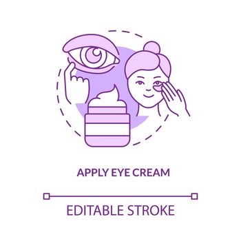 Apply eye cream purple concept icon