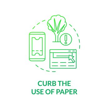 Curb use of paper green gradient concept icon