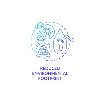 Reduced environmental footprint blue gradient concept icon
