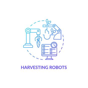 Harvesting robots blue gradient concept icon