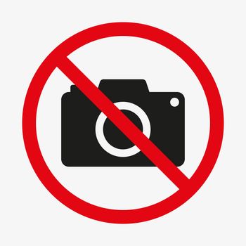 Photography not allowed symbol. Camera ban sign.