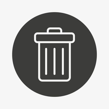 Trash can icon in circle. Dustbin vector symbol