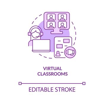 Virtual classroom purple concept icon