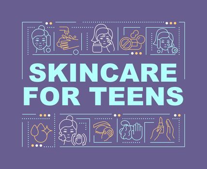 Skincare for teens word concepts purple banner