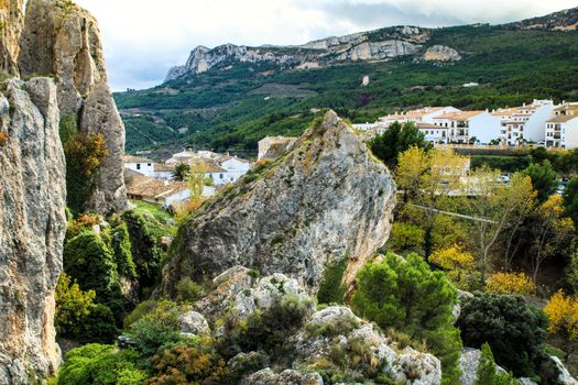 Guadalest village surrounded by vegetation and the Castle