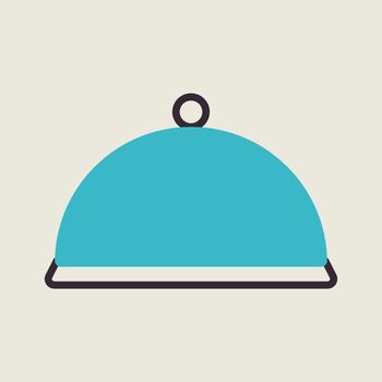 Cloche, food tray vector icon. Kitchen appliance