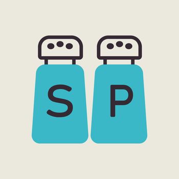 Salt and pepper condiment shakers vector icon