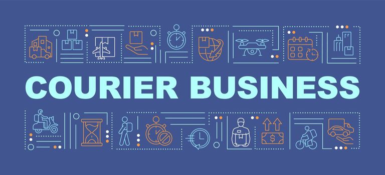 Courier business linear icons on navy background