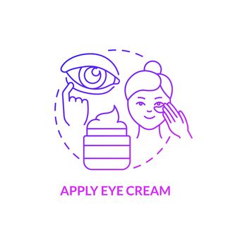 Apply eye cream purple gradient concept icon