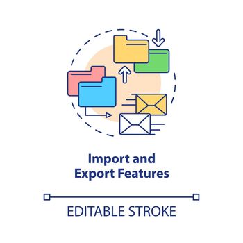 Import and export features concept icon