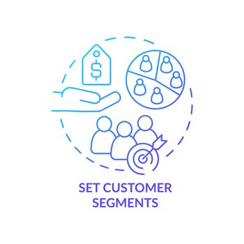 Set customer segments blue gradient concept icon