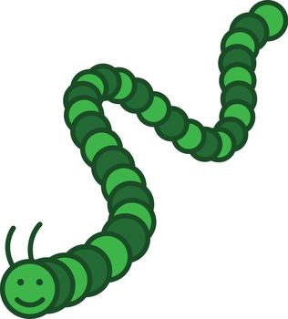 Caterpillar Insect Filled Outline Icon Vector