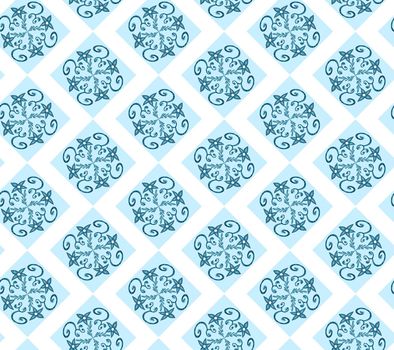 Sicilian Blue Ceramic tile pattern, repeating texture print, background. Vector illustration
