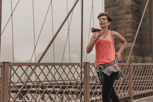 Running on Brooklyn bridge, NYC