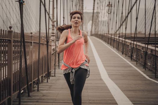 Running on Brooklyn bridge, NYC