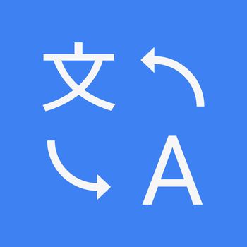 Translator icon. Translate sign on blue background