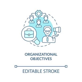 Organizational objectives turquoise concept icon