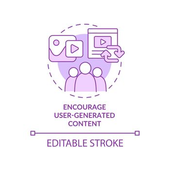 Encourage user-generated content purple concept icon