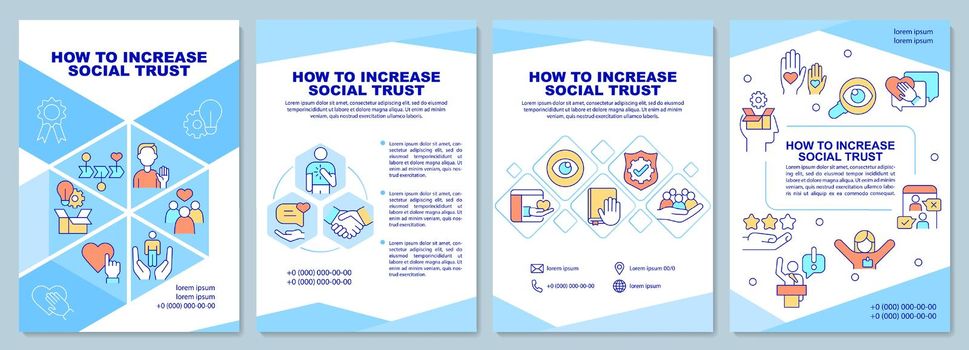 How to increase social trust blue brochure template