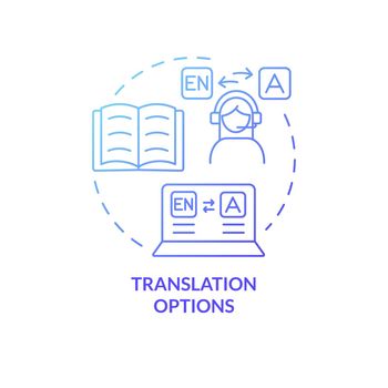 Translation option blue gradient concept icon