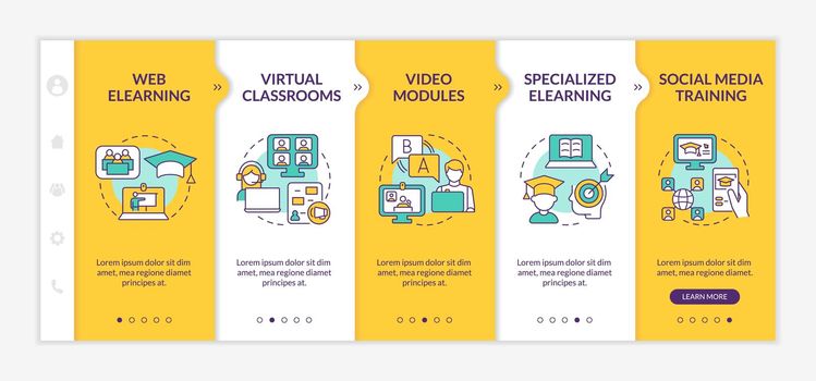 Elearning types yellow onboarding template