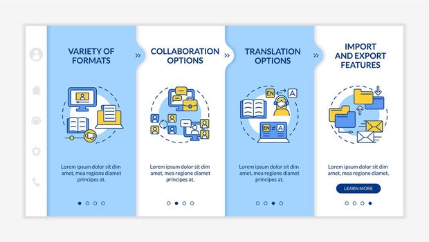 Elearning platforms blue and white onboarding template