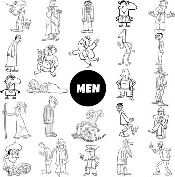 Black and white cartoon men comic characters big collection