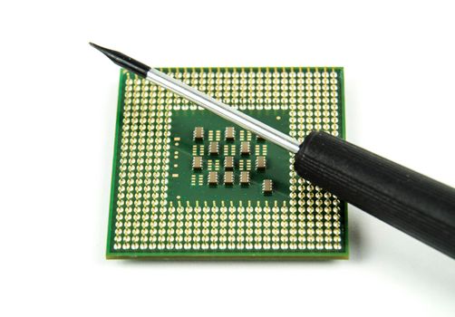 Vintage micro processor on white background