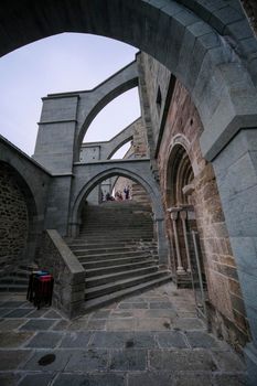 Sacra di San Michele in Turin view of the external arches