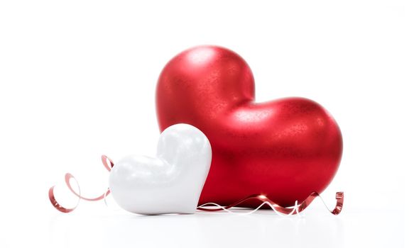 Beautiful hearts on white background for happy valentines day, 3D Rendering