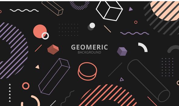 Abstract background flat design geometric elements pattern memphis retro style
