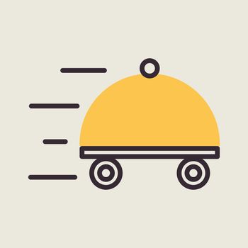 Food delivery with dish vector icon